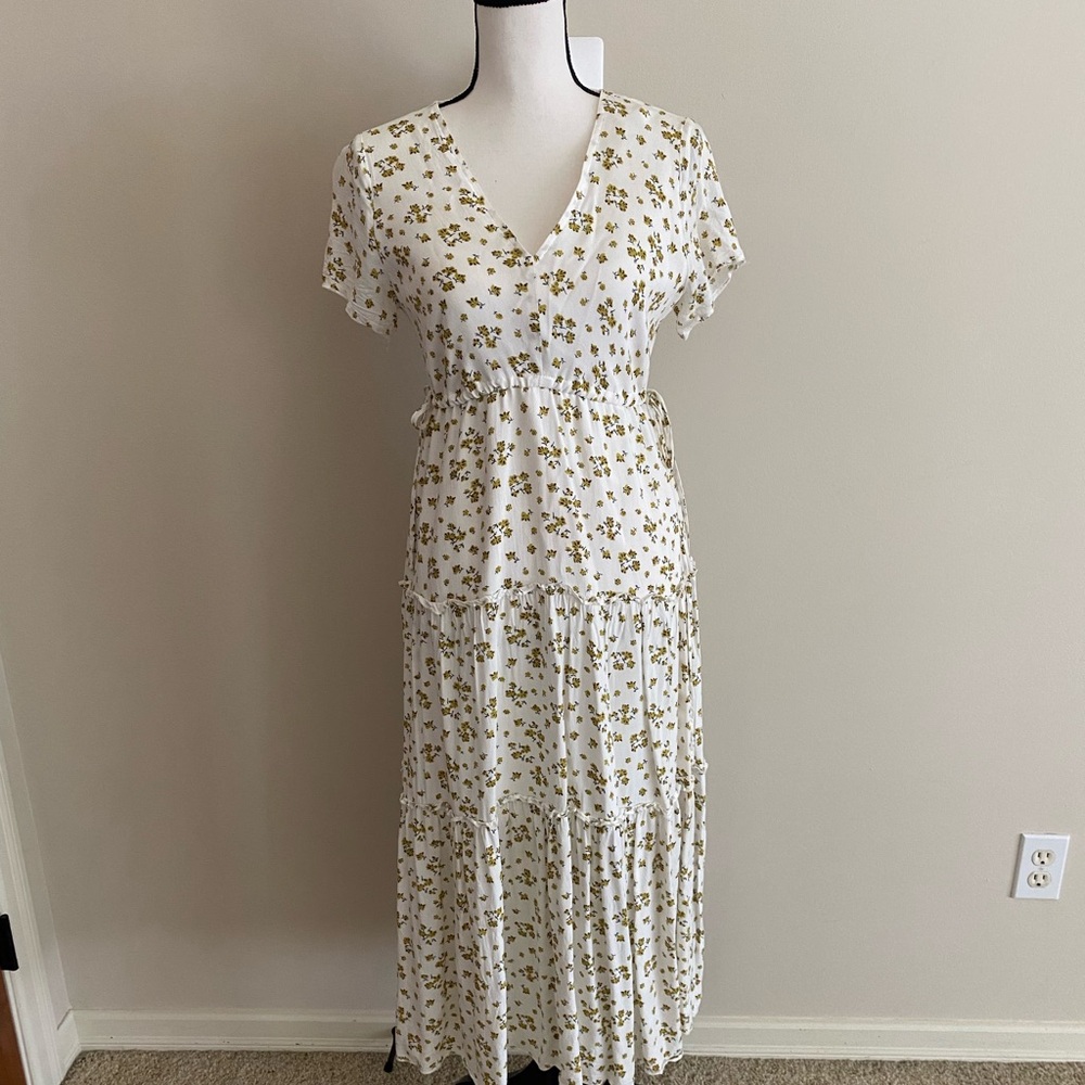 Papillon Blanc White Floral Midi Dress